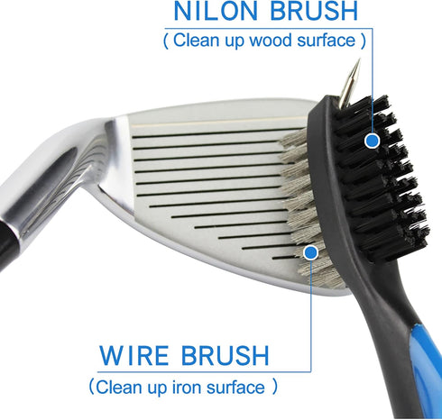 VIPMOON Golf Club Groove Sharpener Tool, Brush & Cleaner with Retractable Carabiner, for Wedge & Irons, U & V-Grooves