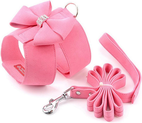 Zunea No Pull Pet Dog Vest Harness for Small Dog Girl, Adjustable Soft Suede Leather with Leash Set