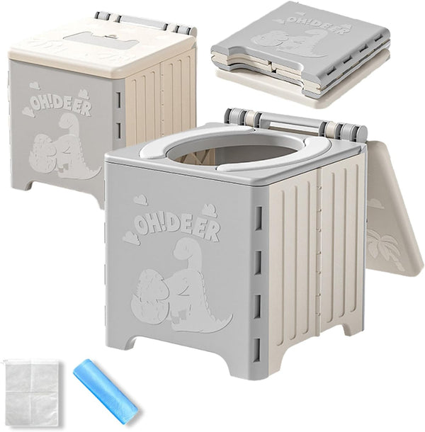 Generic 9.1" Foldable Travel Potty - Compact Collapsible Portable Toilet Seat with Cleaning
