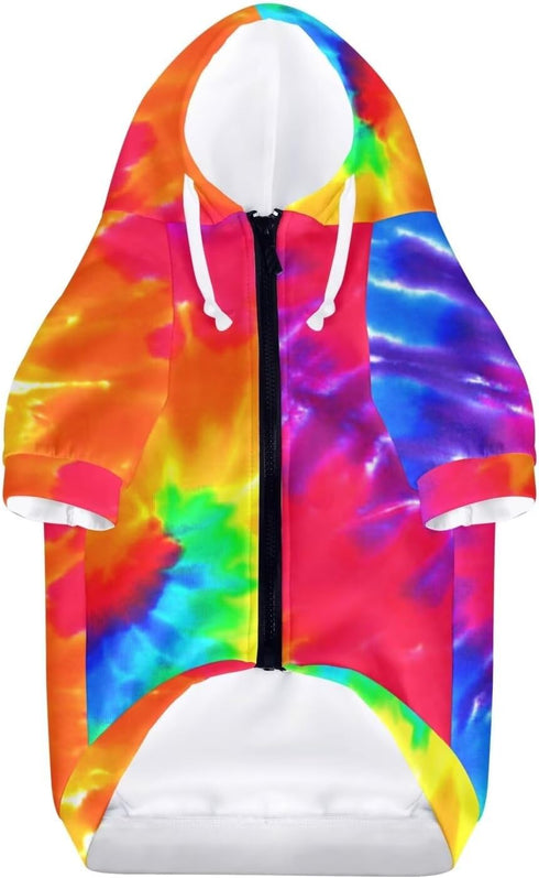 Howilath Dog Hoodie Sweaters with Hat, Tie-dye Rainbow Soft and Warm Dog Sweater for Small Medium Large Dogs Cats Shirt