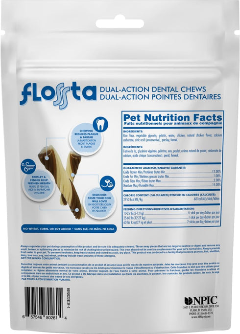 N-Bone FLOSSta Dual Action Dental Chews Chicken Flavor, 6.4-oz bag