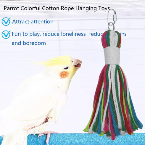 ASOCEA Pet Bird Parrot Colorful Cotton Rope Chew Toys for Cockatiels, Macaws, Parrots