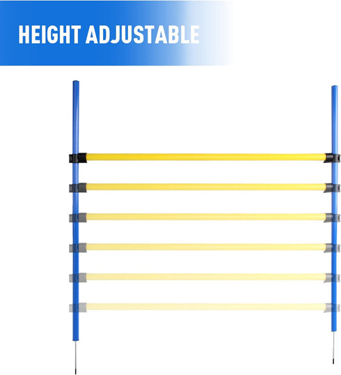 Dog Agility Training Equipment - Height Adjustable Jumper Hurdle Bar, Portable Obstacle Course Tool for Backyard