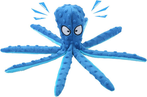 WishLotus Octopus Dog Squeaky Toy - No Stuffing, Plush, Crinkle Paper in