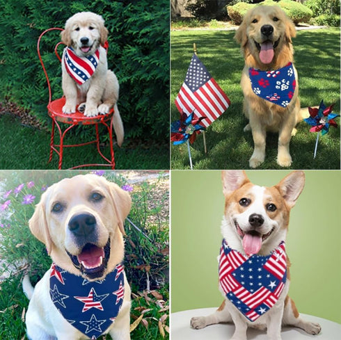 2 Pack Dog and Cat Bandanas - Washable Adjustable Triangle Pet Scarf Bibs for Small, Medium, Large Dogs and Cats