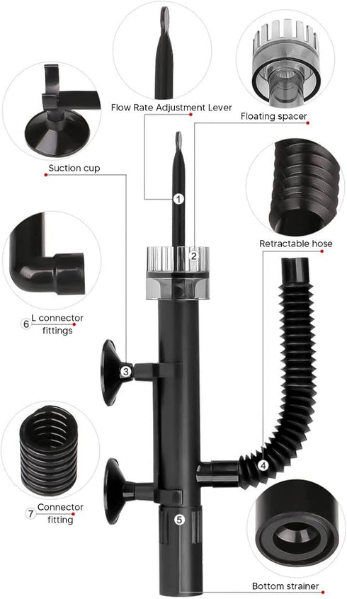 Aquarium Oil Filter, Aquarium Water Oil Protein Skimmer Fish Tank Skimmer Oil Remover with Flexible Tube for Aquarium Fish Tank Aquatic Plant