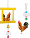 Lnngub Chicken Toys - 1pc Hanging Bell Parrot Chicken Swing Mirror + 2pcs