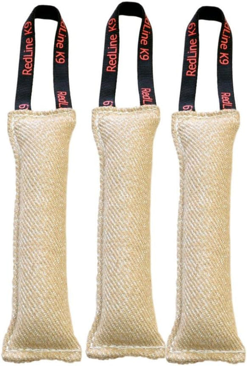 Redline K9 Bundle of 3 Jute Tug Toys - 3" x 8" with 1 Handle