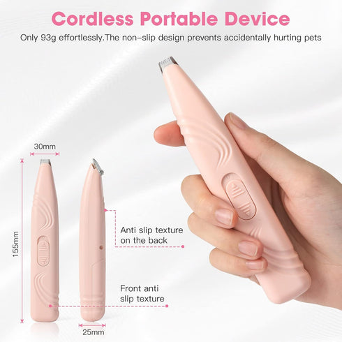 WIKLOO Trimmers, Dog Paw Cat Paw Clippers Low Noise Cordless Electric Mini Pet Clippers for Small & Medium Pets (Pink)
