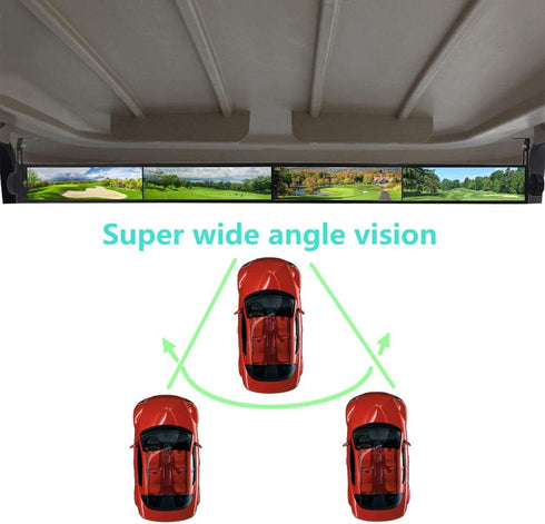 Universal Golf Cart Mirror, 4 Panel Rear View Mirror for EZGO, Club CAR, Yamaha