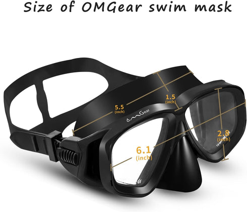 OMGear Swim Mask Dive Goggles - Snorkeling Gear with Nose Cover for Junior Adult Scuba Diving