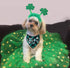 St Patricks Day Dog Costume - Green Shamrock Headband and Buffalo Plaid Pet Bandana