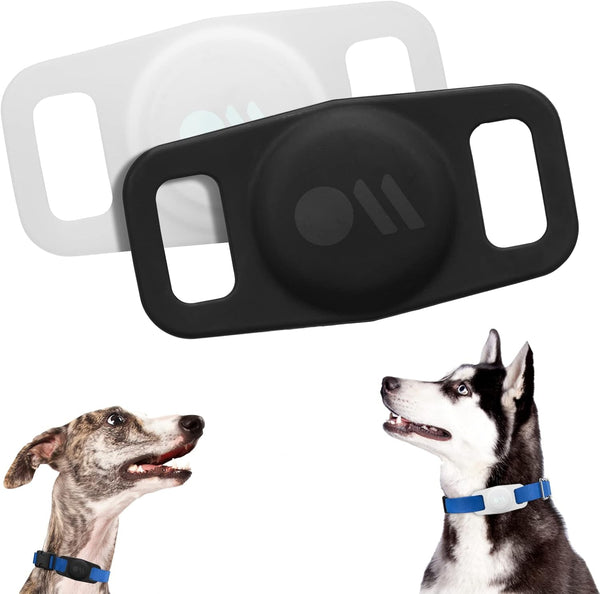 Case-Mate 2 Pack Airtag Dog Collar Holder - Water Resistant Protective Airtag Case for Dog Collar - Black & Glow in The
