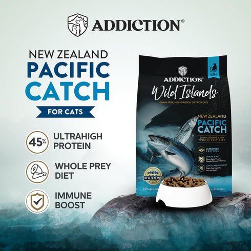 Addiction Wild Islands Pacific Catch Premium King Salmon, Mackerel & Hoki Dry Cat Food, 4 lb