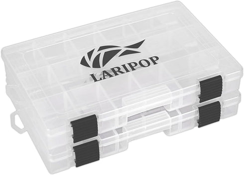 Fishing Tackle Box Set with Adjustable Dividers, Transparent Organizer Tray, Plastic Tool Box, Bait Separator -Angler's equipment lure box - 2 Packs /4 Packs Tackle Trays - Parts Box by LARIPOP