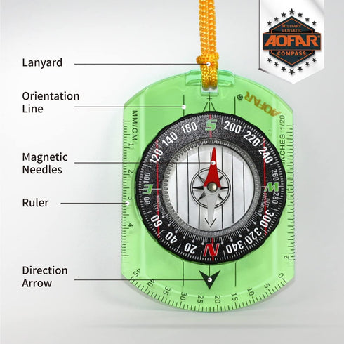 AF-362 AOFAR Orienteering Compass for Hiking and Navigation, Professional Field Compass for Map Reading and Survival