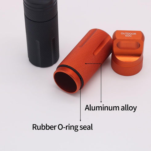 HRX Package Outdoor Waterproof EDC Survival Container Capsule, Airtight Aluminum Pill Bottle (2PCS)