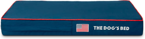 Replacement Outer Cover ONLY for The Dog's Bed, Washable Oxford Fabric, Small 28” x 19” x 4” (Blue with Red Piping USA