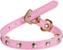 LOVPE One Row Golden Spiked Studded Leather Dog Collar - Cat Collar with Golden Rhinestone Buckle for Small Pets (Pink,