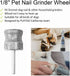Jumbo Diamond Dremel Dog Nail Grinder Attachment, Faster Dremel Diamond Bit for Dog Nails, 1/8'' for Home Nail Care