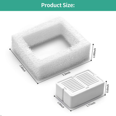 Cat Fountain Replacement Filters - 20PACK, 16 Carbon Filters with 4 Foam Filters, Compatible with Cat Fountains