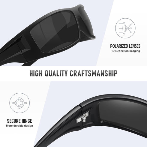 Polarized Sports Sunglasses for Men Women, Unbreakable Frame Cycling Fishing Wrap Around UV400 Protection