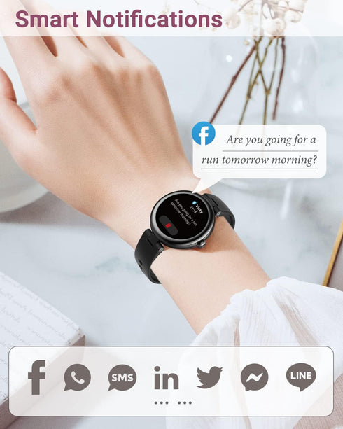 SHANG WING Smart Watch for Women Waterproof, Round Women's Watch Compatible with iPhone Android Phones Fitness Tracker