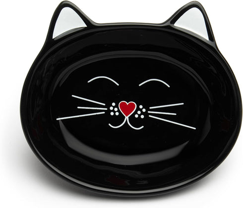 Park Life Designs Ceramic Cat Dish - Stylish & Durable Food & Water Bowl for Cats & Kittens (Black) | Easy-Clean,