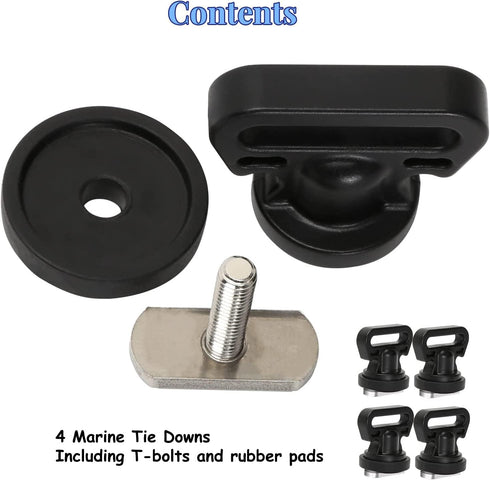Tie Downs Track Mount for Kayak, Vertical Tie Downs for Cooler, Crate & Accessories, 4 Pack