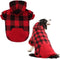 KOOLTAIL Plaid Dog Hoodie Pet Clothes Sweater with Hat and Pocket for Small to Large Dogs, Red XXL