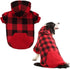 KOOLTAIL Plaid Dog Hoodie Pet Clothes Sweater with Hat and Pocket for Small to Large Dogs, Red XXL