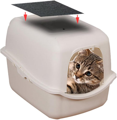 6 Pack Charcoal Cat Litter Box Replacement Filter, Hooded Cat Litter Boxes and Pans