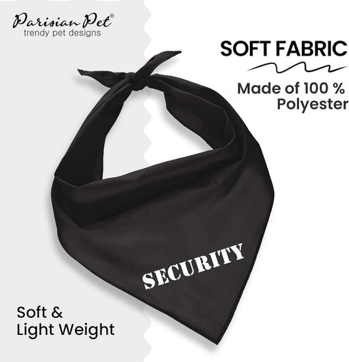Parisian Pet Quirky Dog Bandana – ‘Security’ Printed Tie-On Neck Kerchief for Dogs, Cats, Puppies – Medium Size