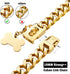 Gold Dog Chain Collar with Secure Buckle & ID Tag, 18K Cuban Link Heavy Duty Chew Proof for Large Dogs (20'', 19MM)