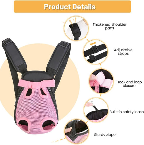 Inspack Backpack Backpacks 7-11 lbs, Dog Carrier/Cat Carrier, Adjustable Pet Front Carriers Travel Bag for Puppy Medium