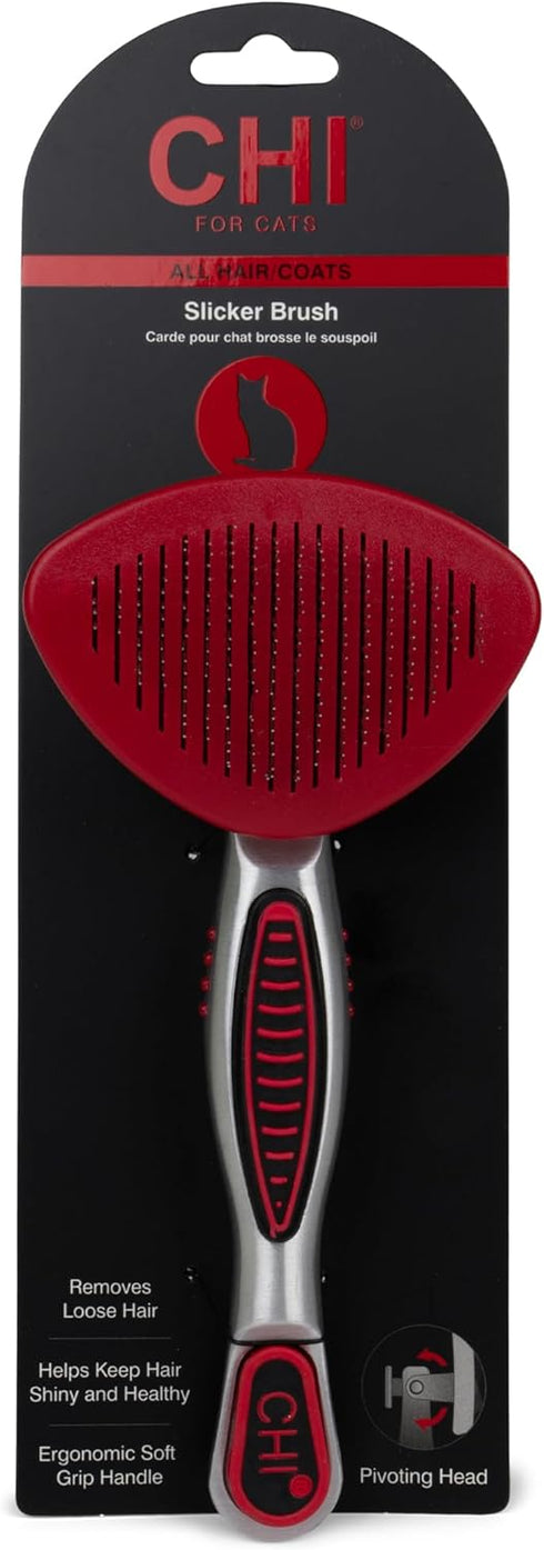 CHI for Cats High-End Self Cleaning Slicker Brush, Effective Grooming Brush for Long Hair Indoor Cats