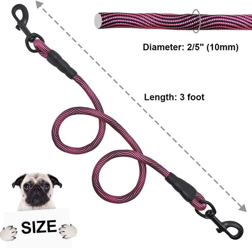 BTINESFUL 3FT Dog Tie Down, Nylon Rope Short Tether for Indoor Training and Vehicle Safety