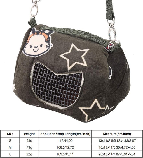 xianshi Valentine's Day Carnival Pet Carrier Bag, Green Flannelette Hamster Carrier for Small Pets (Large)