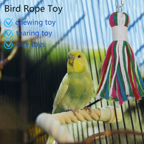 ASOCEA Pet Bird Parrot Colorful Cotton Rope Chew Toys for Cockatiels, Macaws, Parrots