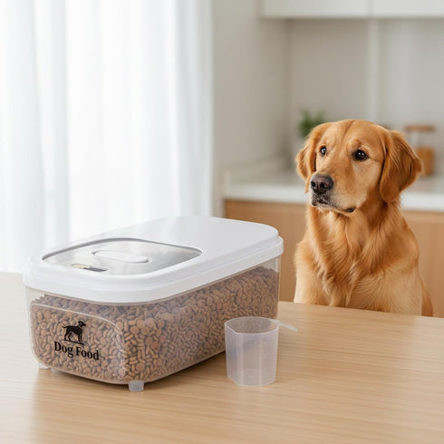 Container,6L/6~7Lbs Dog Food Storage Pet Food Container with Sliding Lid, Clear Storage Bin For Dog Puppy Dry Food