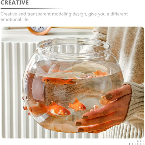 POPETPOP Clear Glass Fish Bowl, Small Goldfish Bowl Vase for Office Decor, Unbreakable Wide Bubble Terrarium