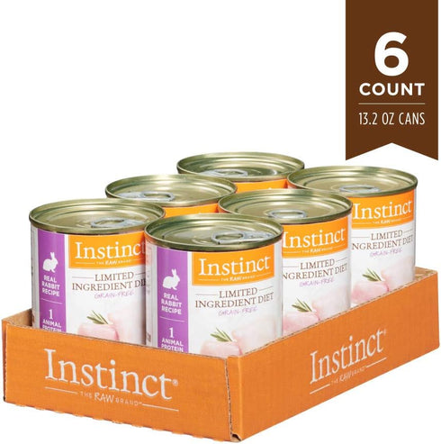 Instinct Limited Ingredient Diet Real Rabbit Recipe, Grain Free Wet Canned Dog Food, 13.2 oz, Pack of 6