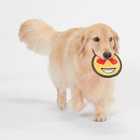 Durable Big Smile Emoji Squeaky Dog Toy for Small and Medium Dogs, Tough Chewer Toy for Aggressive Chewers