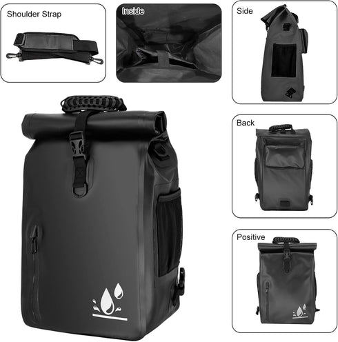 YEEGO DIRECT Bike Bag, 29L Waterproof Panniers for Rear Rack Bicycles, Black (1 PCS)