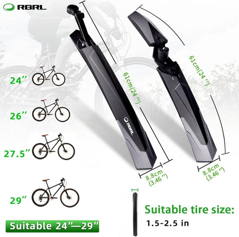 RBRL Adjustable Bike Fender, Thicken and Widen Universal 24-29 inch, Against Splashing Water and Dust