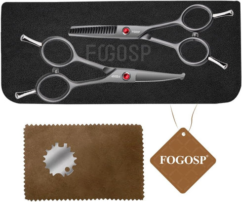 4.5" Dog Grooming Scissors 2 pcs - Curved Scissors for Dog Grooming and Thinning Shears for Small Dog Cat Face Paw
