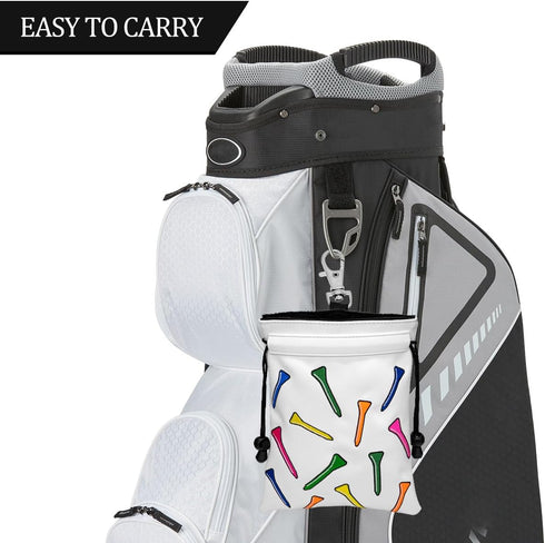 Montela Golf Valuables Pouch, Leather Golf Tee Bag with Drawstrings for Men Women