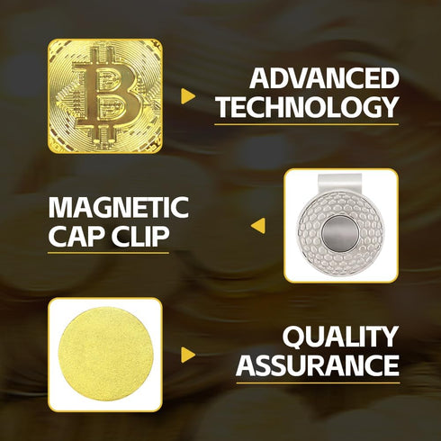 Scott Edward 2pcs Bitcoin Golf Ball Marker with Magnetic Hat Clip, Unique Golf Gift Ideas for Men and Women
