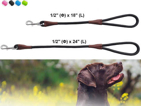 BTINESFUL Short Dog Leash, 18, 24 Inch Strong Nylon Training Traffic Leash for Medium Large Dogs (1/2" x 18 inch)