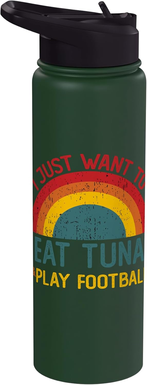 Retro Tuna Lover Who also Play Football Funny I just want to eat tuna and Play Football Christmas Stainless
